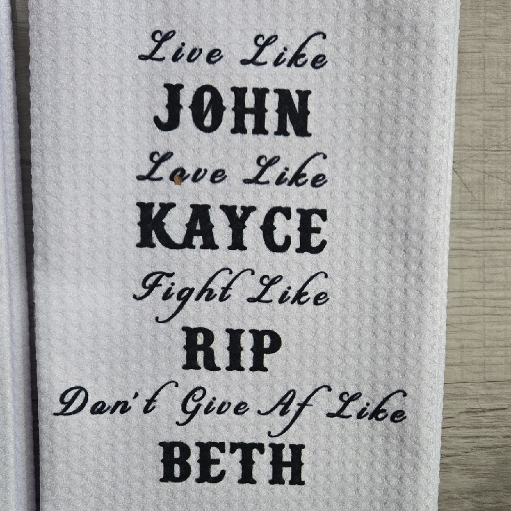 Personalized Beth Dutton White Kitchen Towels - Set of 2 - Picture 6 of 7